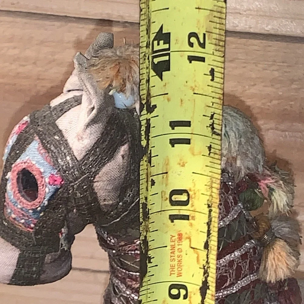 VTG India Folk Art Horse Hand Woven Fabric Mirrors Beads BOHO Rajasthan MCM 12